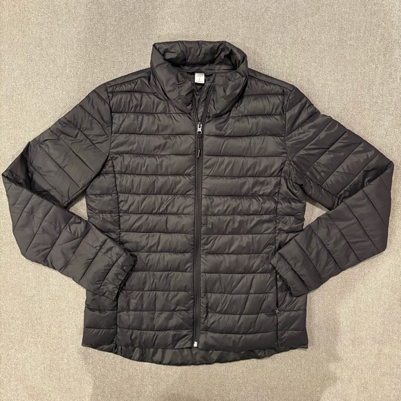 Old Navy Active Puffer Jacket Womens Size Medium Black Full Zip Quilted - Picture 1 of 8